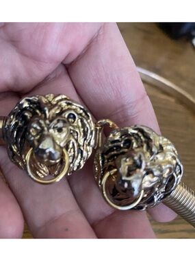 Vintage Lions Head Door Knocker Coil Belt snake belt Gold-tone 26.5-33” waist